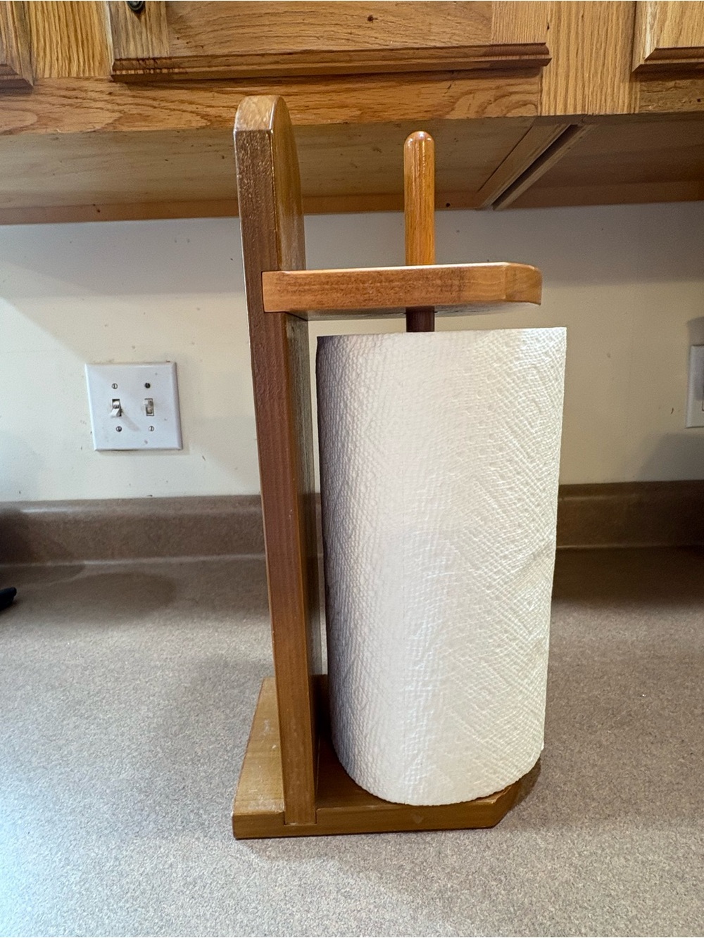 Handmade by Ohmer L. Crowe Wooden Vertical Paper Towel Holder - Brown